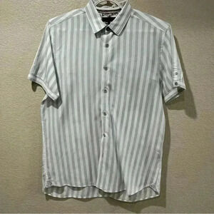 Ted Baker London Grey Striped Short Sleeve Button Down Shirt Men’s Size 5.